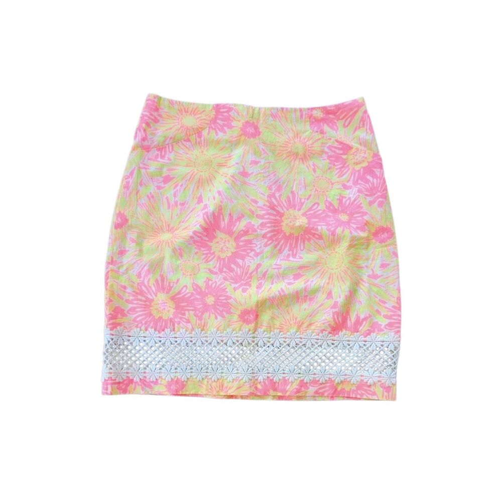 Lilly Pulitzer Corrie Mini Skirt Size 2 Lined Sunkissed Crochet Trim Preppy